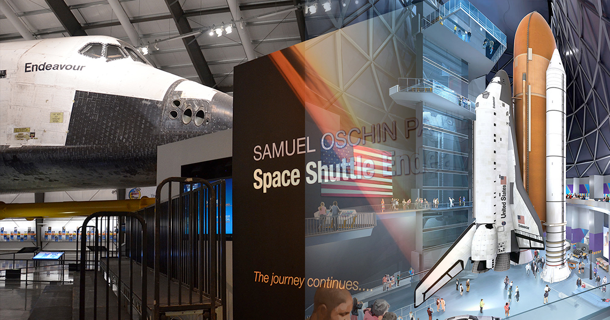 space shuttle endeavour vertical exhibit