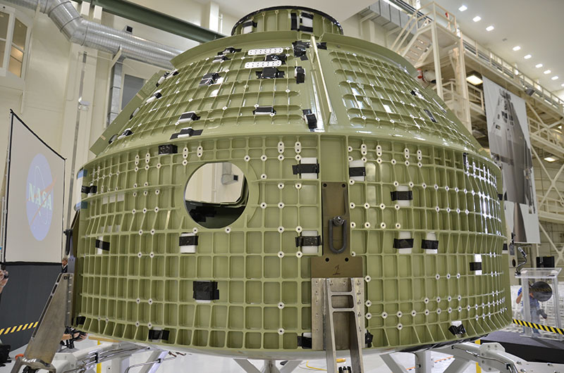 First space-bound Orion crew capsule arrives at NASA's launch site