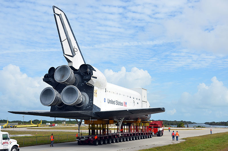 Mock space shuttle moved to make way for the real thing
