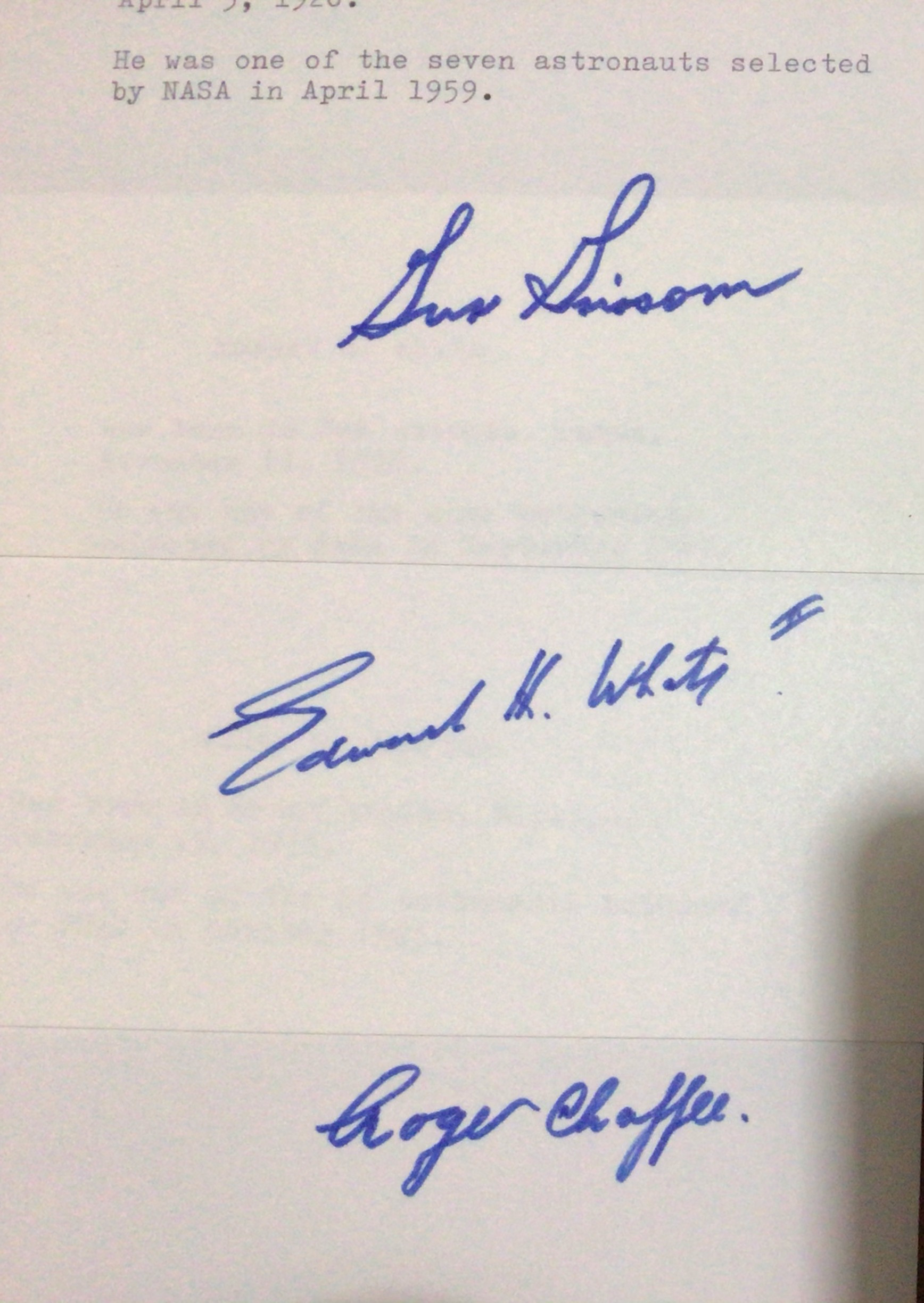 Apollo 1 astronauts authentic autopens collectSPACE Messages